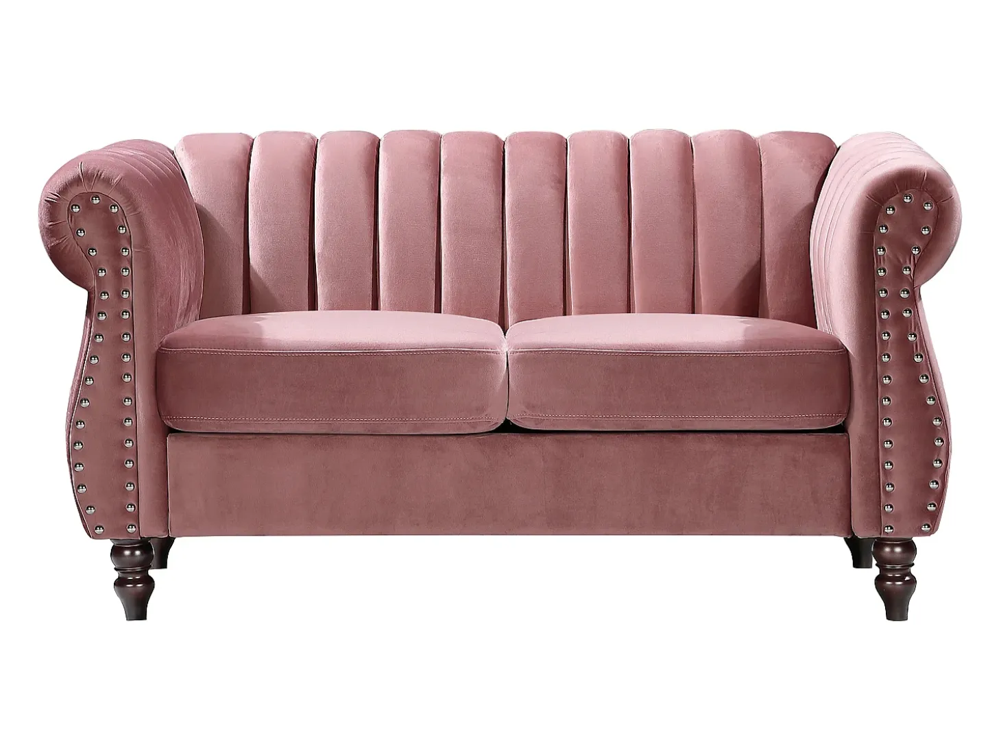 Sofá Chesterfield 2 lugares em veludo cor-de-rosa vintage TRUMBO
