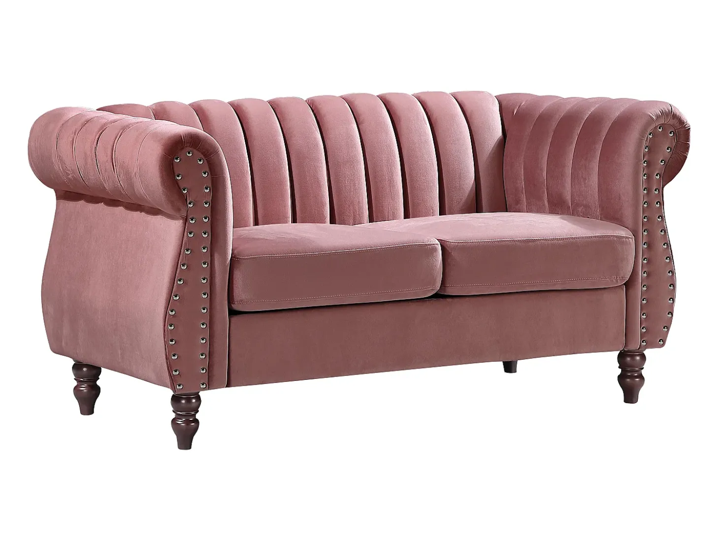 Sofá Chesterfield 2 lugares em veludo cor-de-rosa vintage TRUMBO