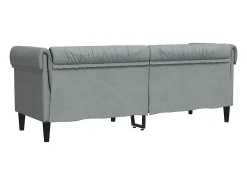 Sofá chesterfield 3 lugares tecido cinzento-claro