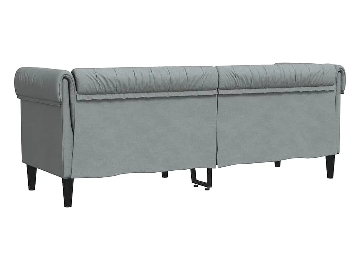 Sofá chesterfield 3 lugares tecido cinzento-claro