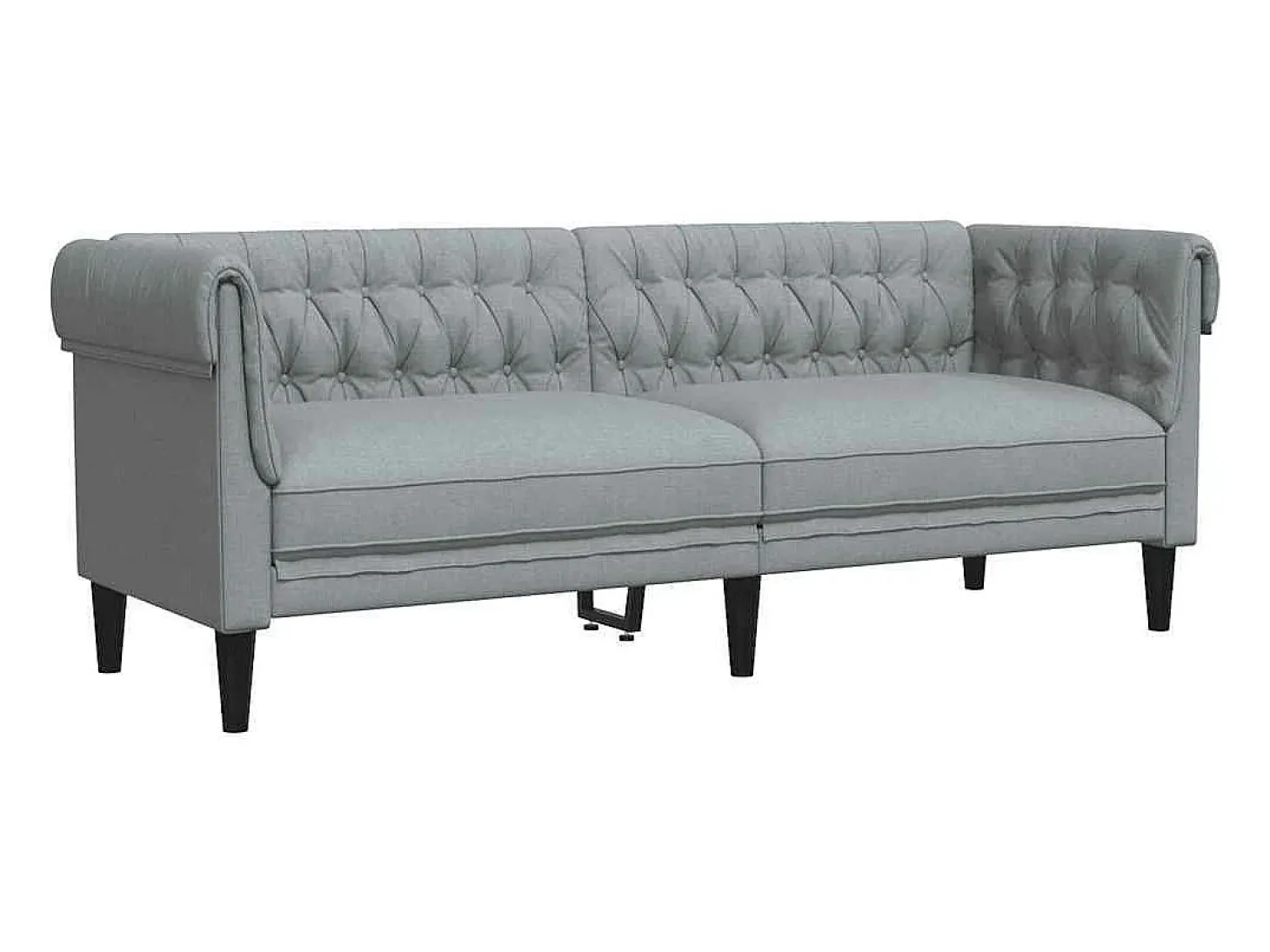 Sofá chesterfield 3 lugares tecido cinzento-claro