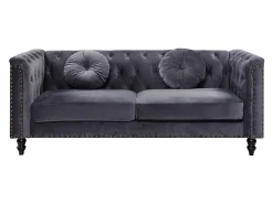 Sofá chesterfield 3 lugares em veludo antracite TURNER