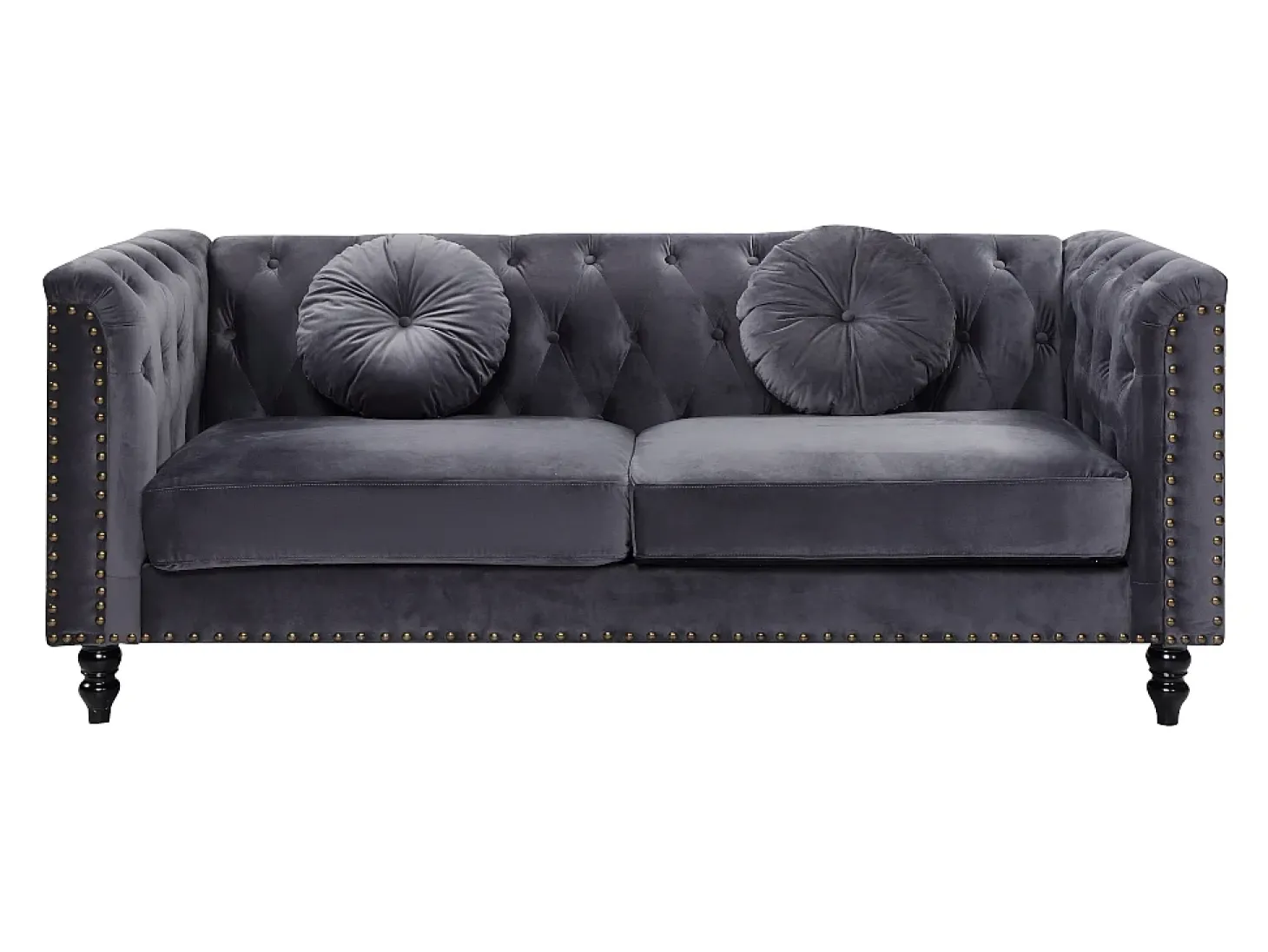 Sofá chesterfield 3 lugares em veludo antracite TURNER