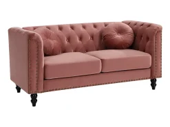 Sofá chesterfield 2 lugares em veludo cor-de-rosa velho TURNER