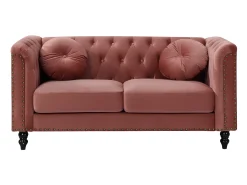 Sofá chesterfield 2 lugares em veludo cor-de-rosa velho TURNER