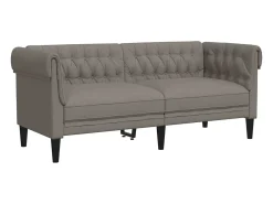 Sofá chesterfield 2 lugares tecido cinzento-acastanhado PT613974