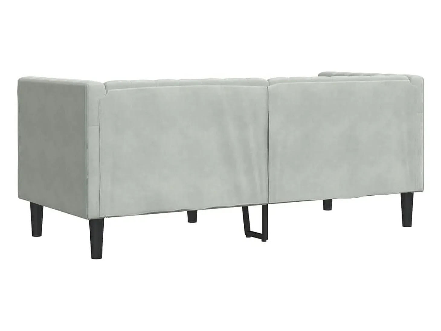 Sofá chesterfield com rolos 2 lugares veludo cinzento-claro