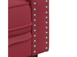 Sofá chesterfield couro artificial vermelho tinto