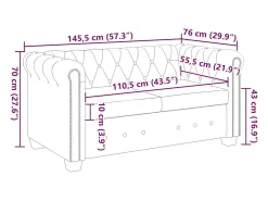 Sofá Chesterfield de 2 lugares em couro artificial branco