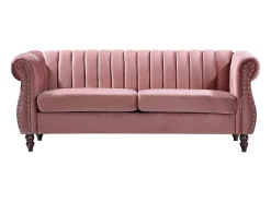 Sofá chesterfield de 3 lugares em veludo cor-de-rosa velho TRUMBO