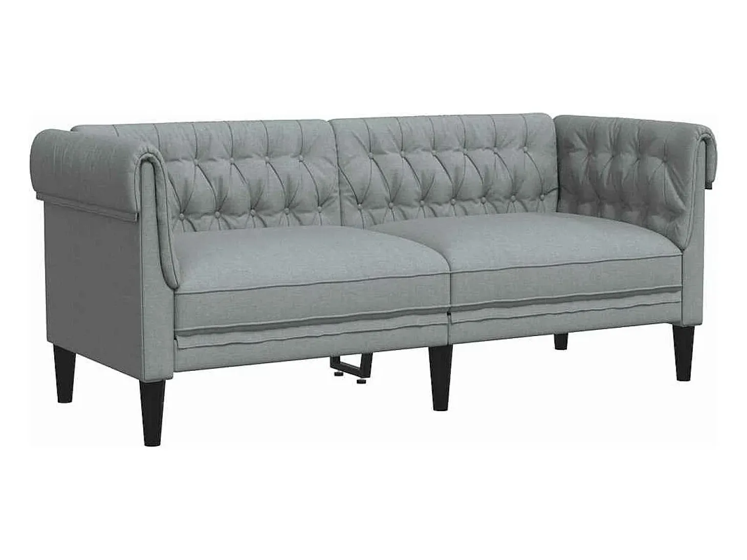 Sofá chesterfield de 2 lugares tecido cinzento-claro