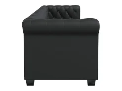 Sofá Chesterfield de 3 lugares em couro artificial preto
