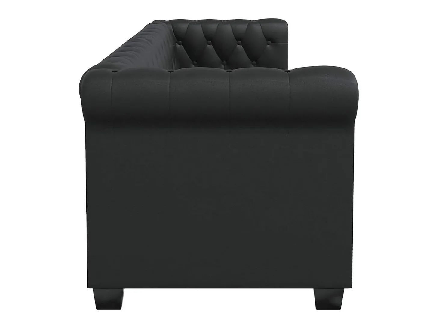 Sofá Chesterfield de 3 lugares em couro artificial preto