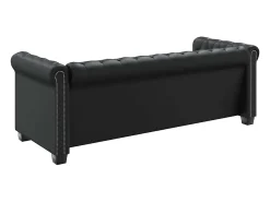 Sofá Chesterfield de 3 lugares em couro artificial preto