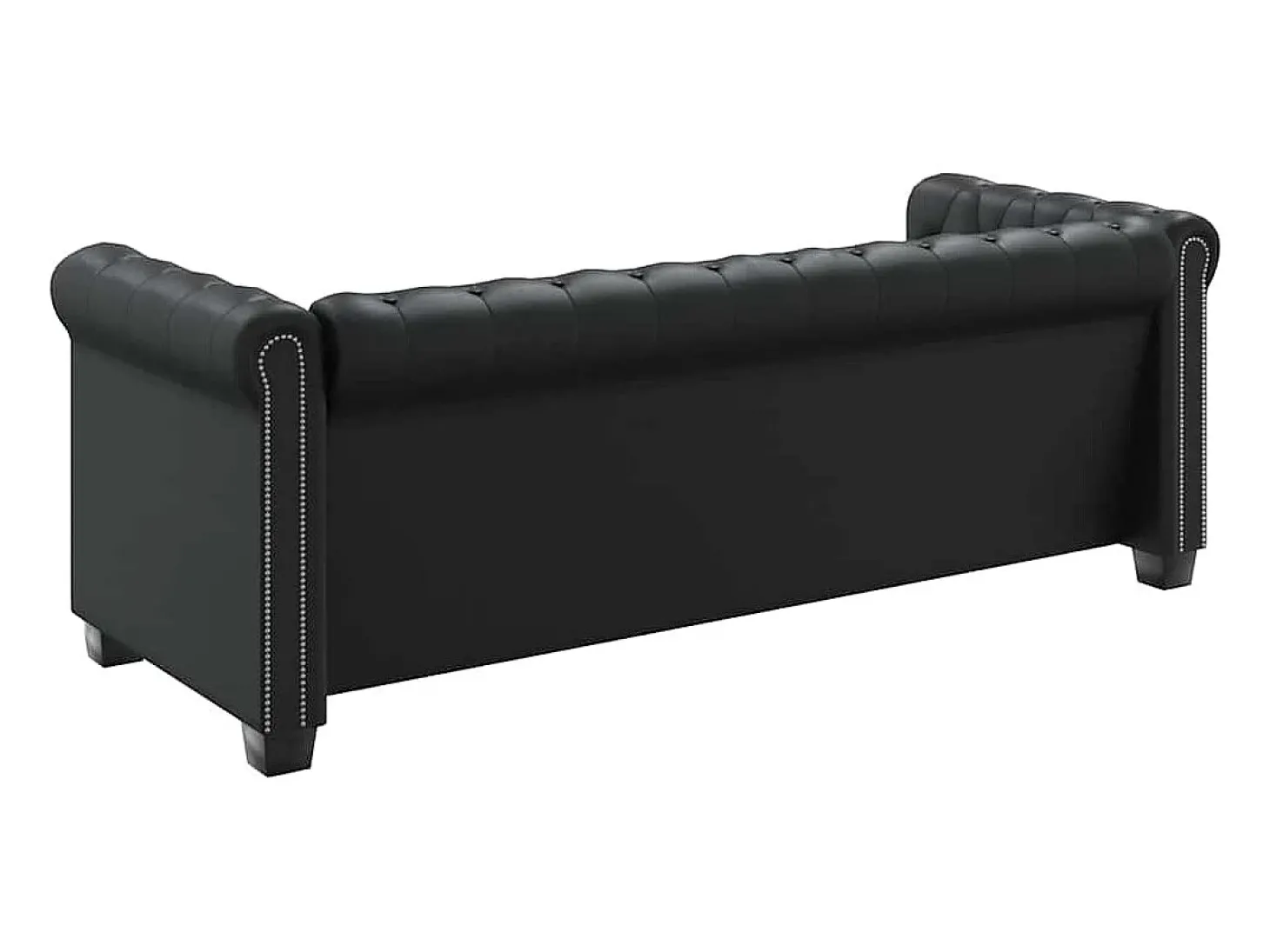 Sofá Chesterfield de 3 lugares em couro artificial preto