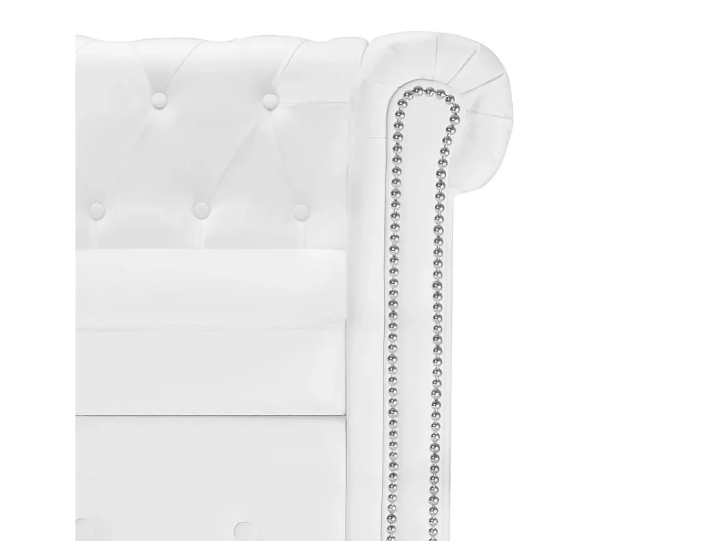 Sofá Chesterfield em forma de L couro artificial branco
