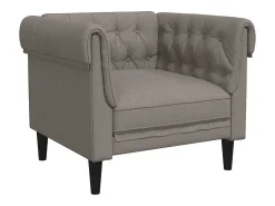 Sofá chesterfield tecido cinzento-acastanhado