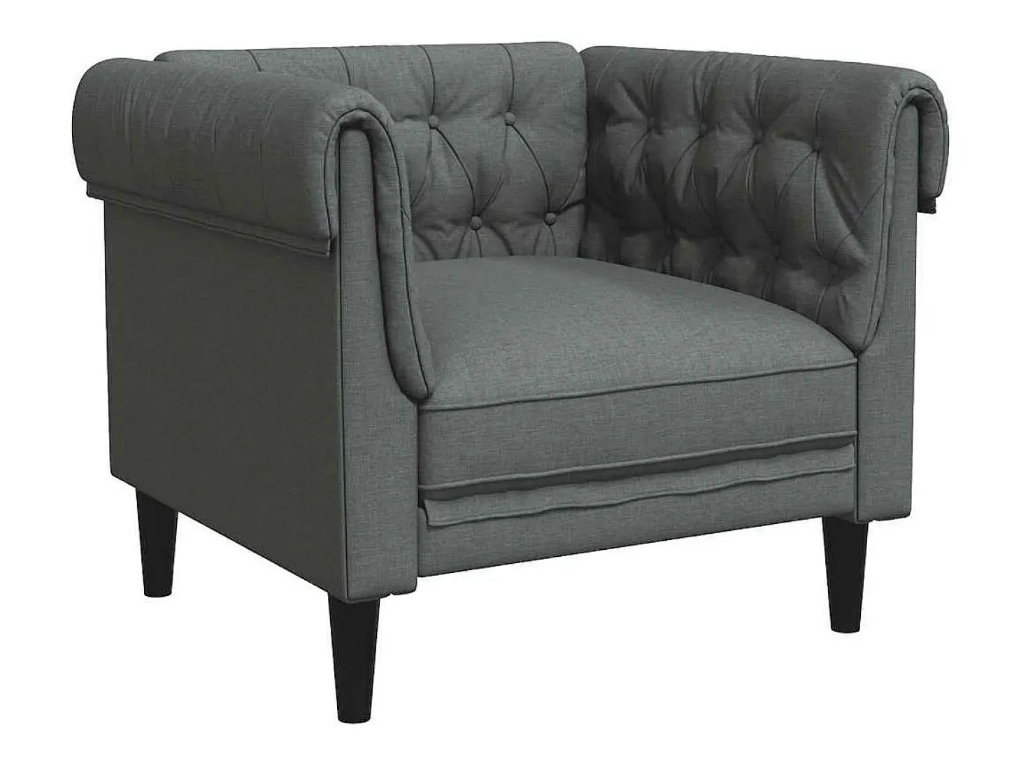 Sofá chesterfield tecido cinzento-escuro