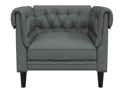 Sofá chesterfield tecido cinzento-escuro