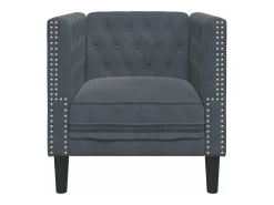 Sofá chesterfield veludo cinzento-escuro
