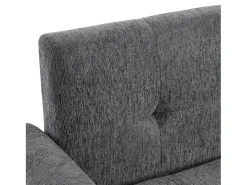 Sofá cinzento de 2 lugares, tecido chenille, pernas em madeira, 162x74x77cm