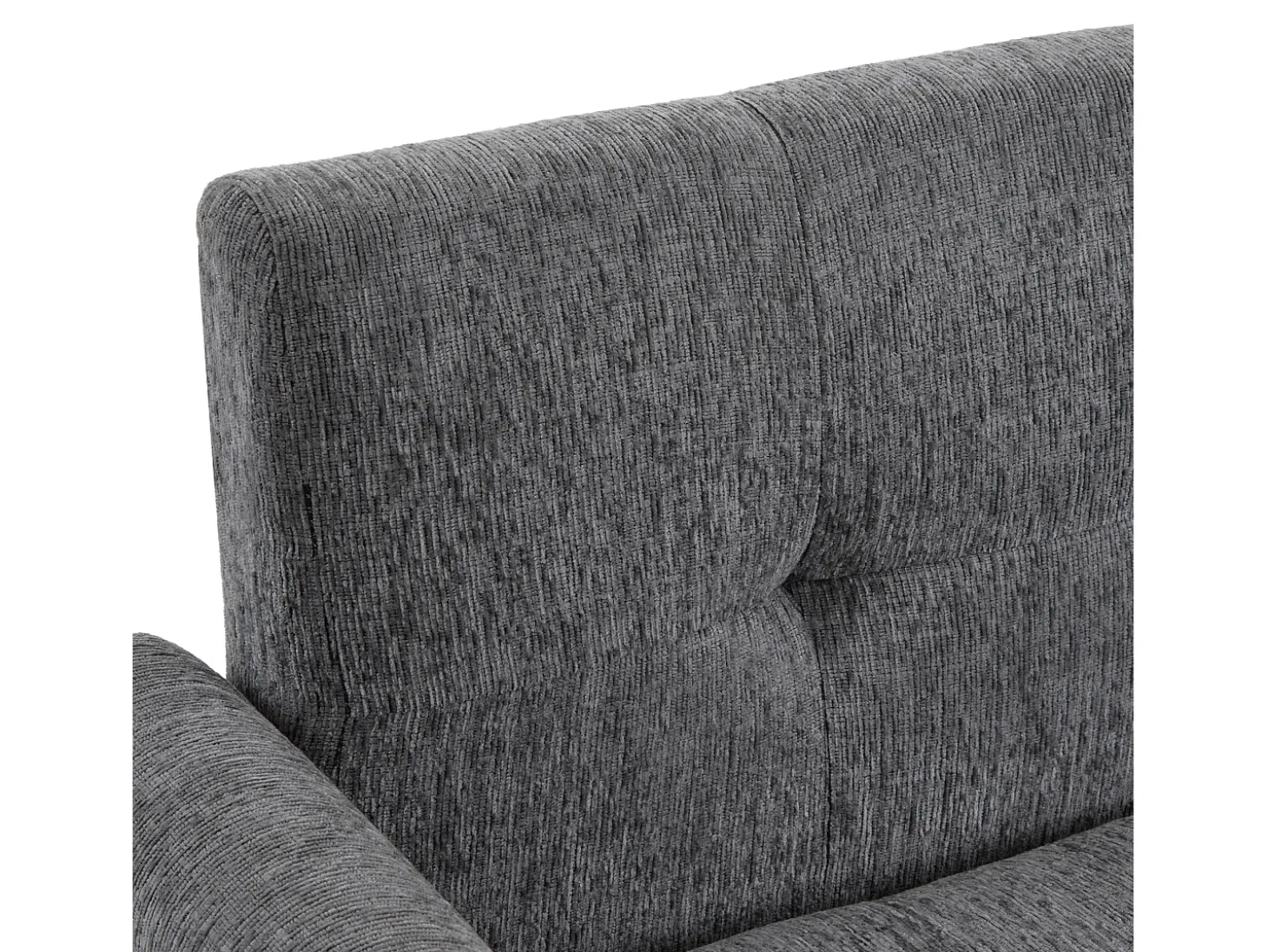 Sofá cinzento de 2 lugares, tecido chenille, pernas em madeira, 162x74x77cm