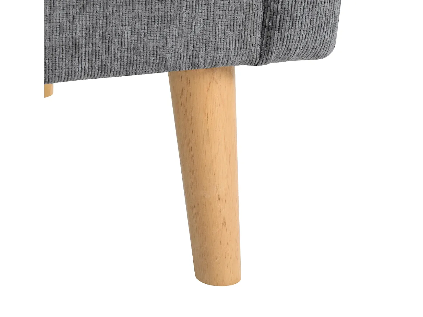 Sofá cinzento de 2 lugares, tecido chenille, pernas em madeira, 162x74x77cm