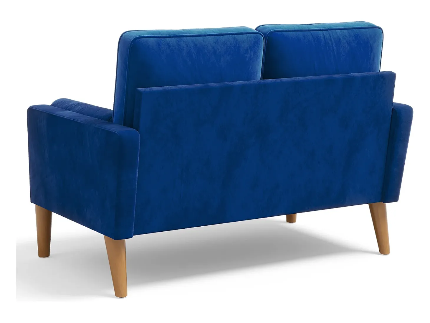 Sofá com 2 assentos escandinavos, mini sofá de poltrona em Velvet Adeset, poltrona da sala com apoios de braços, 121x77x87cm - azul