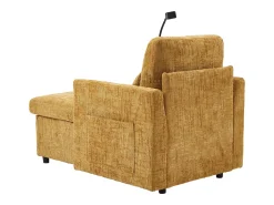 Sofá com 2 bolsos laterais e espaço para arrumação - Tecido chenille - Amarelo mostarda