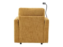 Sofá com 2 bolsos laterais e espaço para arrumação - Tecido chenille - Amarelo mostarda
