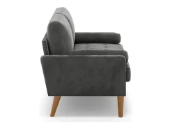 Sofá com 2 lugares escandinavos de 2 lugares, mini sofá de braço laminado em Velvet Adeset, poltrona da sala com apoios de braços, 121x77x87cm - cinza