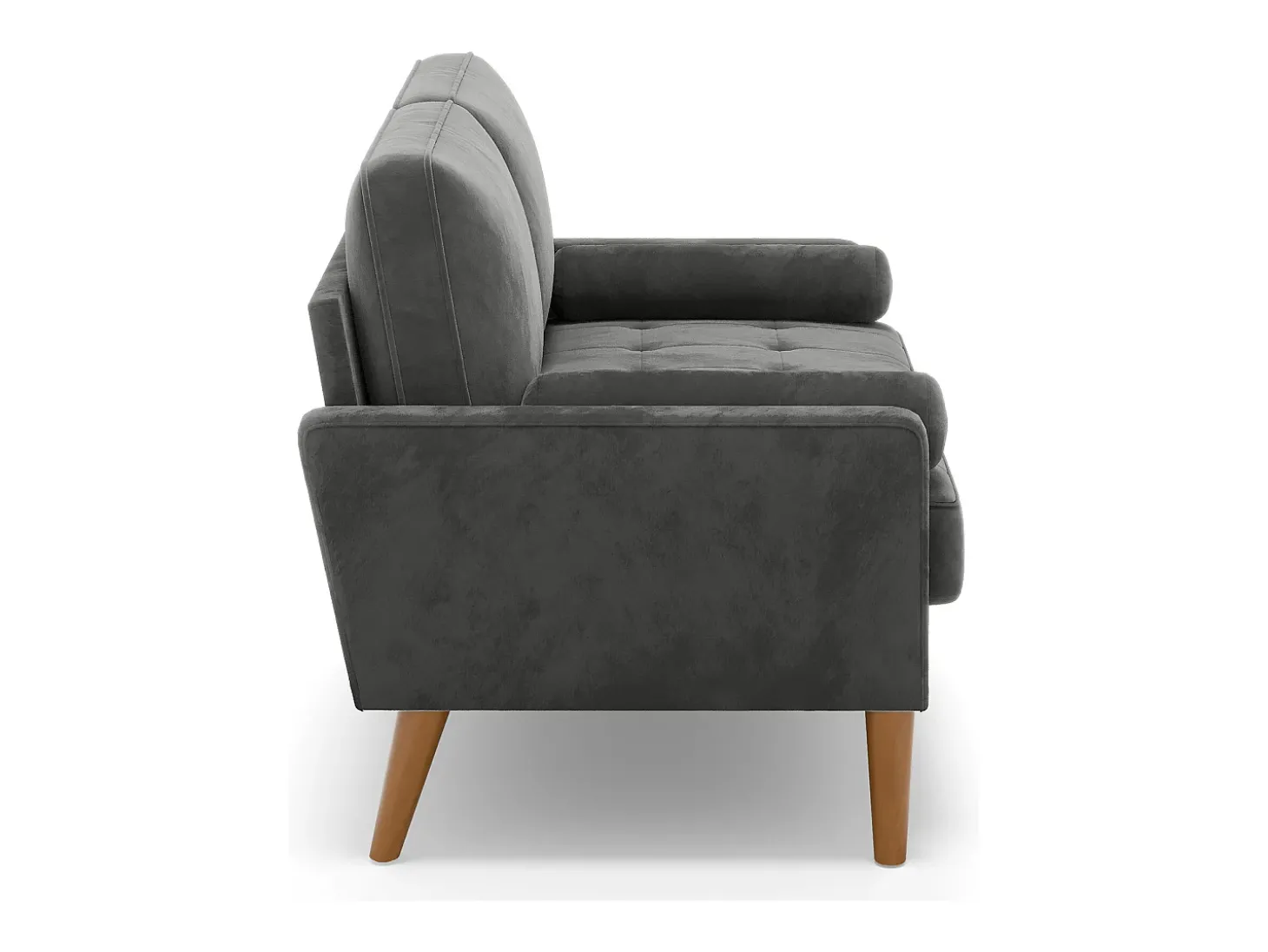 Sofá com 2 lugares escandinavos de 2 lugares, mini sofá de braço laminado em Velvet Adeset, poltrona da sala com apoios de braços, 121x77x87cm - cinza