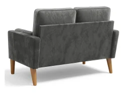 Sofá com 2 lugares escandinavos de 2 lugares, mini sofá de braço laminado em Velvet Adeset, poltrona da sala com apoios de braços, 121x77x87cm - cinza