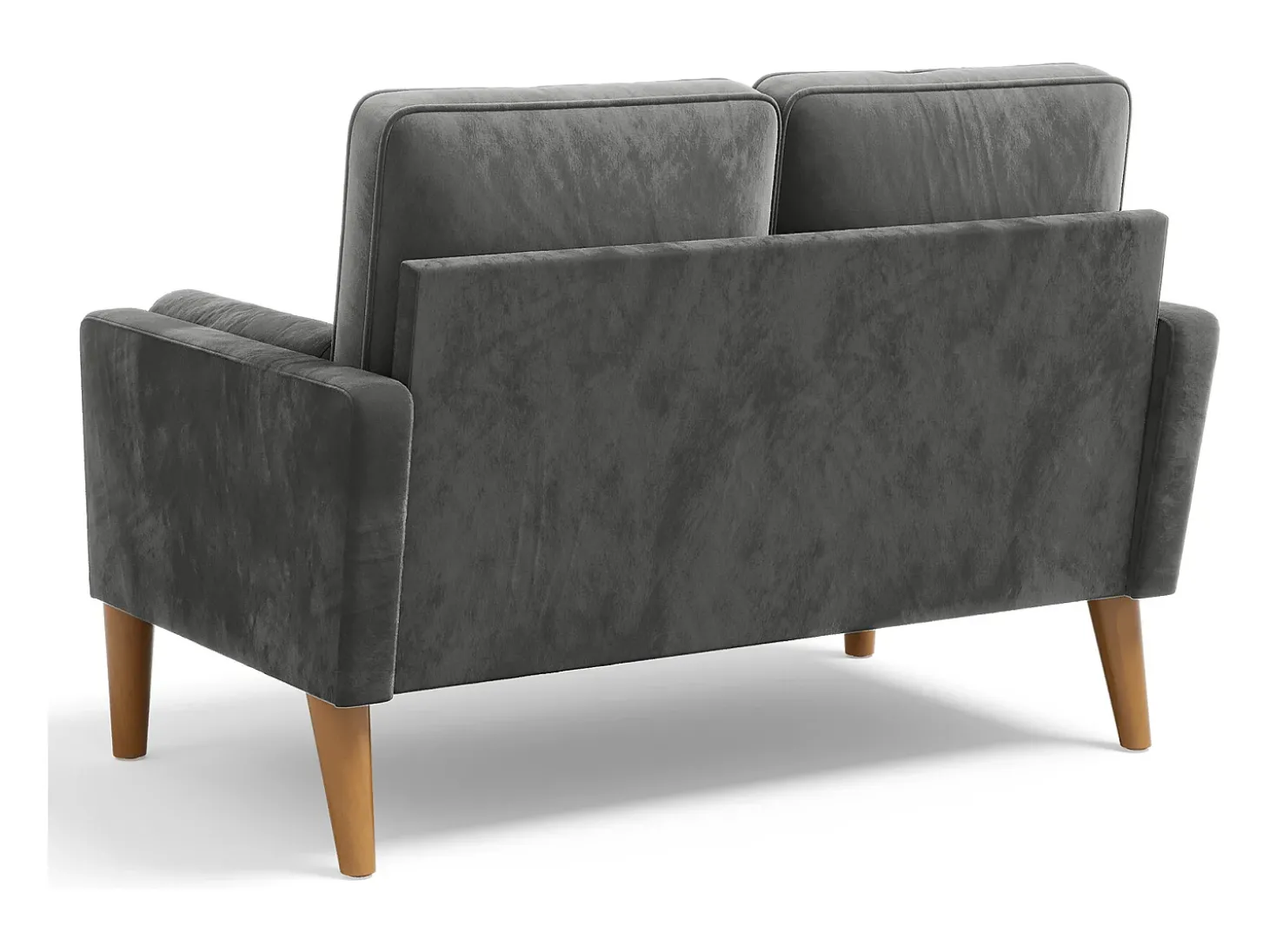 Sofá com 2 lugares escandinavos de 2 lugares, mini sofá de braço laminado em Velvet Adeset, poltrona da sala com apoios de braços, 121x77x87cm - cinza