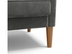 Sofá com 2 lugares escandinavos de 2 lugares, mini sofá de braço laminado em Velvet Adeset, poltrona da sala com apoios de braços, 121x77x87cm - cinza