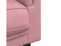 Sofá com almofadões 3 lugares veludo rosa