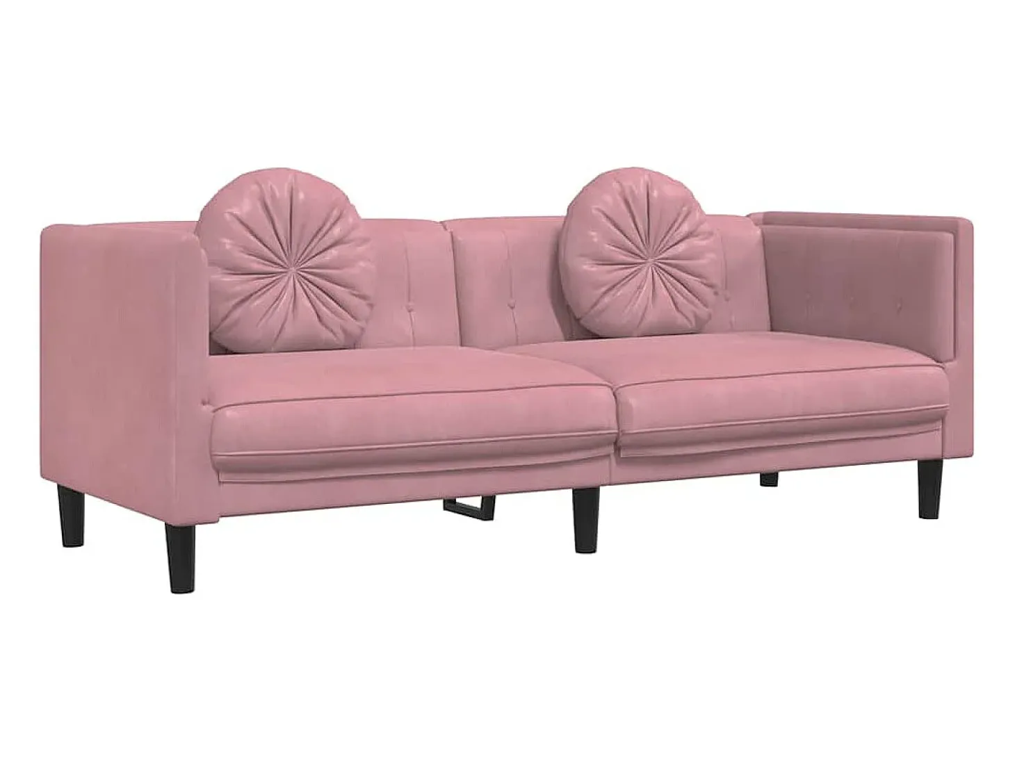 Sofá com almofadões 3 lugares veludo rosa