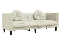 Sofá com almofadões 3 lugares veludo cor creme PT697350