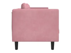 Sofá com almofadões 3 lugares veludo rosa PT458941