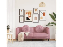 Sofá com almofadões 2 lugares veludo rosa PT860137