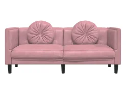 Sofá com almofadões 2 lugares veludo rosa PT860137