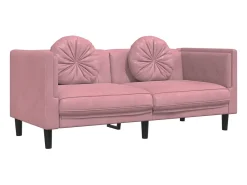 Sofá com almofadões 2 lugares veludo rosa PT860137