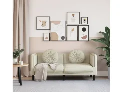 Sofá com almofadões 2 lugares veludo cor creme PT209906