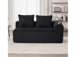Sofá confortável de 2 lugares - 158 x 93 x 61 cm - não requer montagem - com almofadas de encosto e bolso - veludo - preto