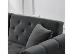 Sofá contemporâneo 2 lugares - Veludo - Encosto ajustável em 3 níveis - Cinza