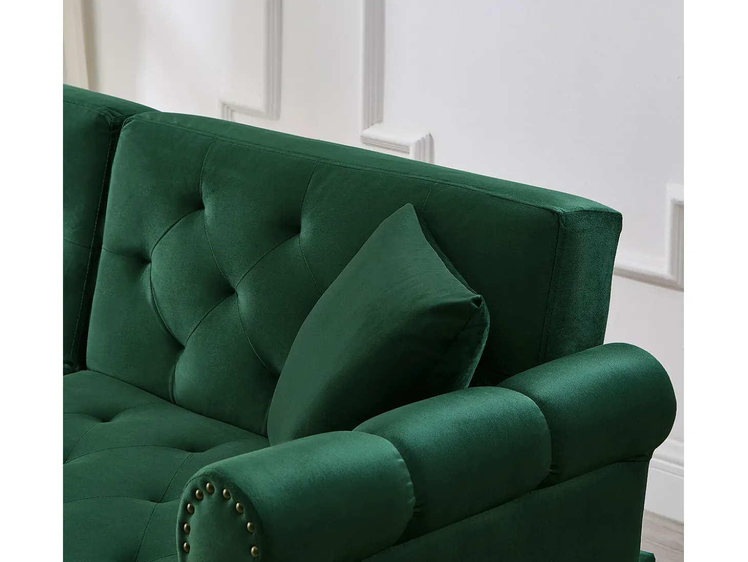Sofá contemporâneo 2 lugares - Veludo - Encosto ajustável em 3 níveis - Verde