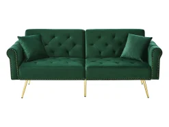 Sofá contemporâneo 2 lugares - Veludo - Encosto ajustável em 3 níveis - Verde