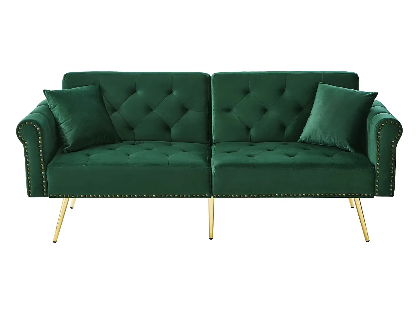 Sofá contemporâneo 2 lugares - Veludo - Encosto ajustável em 3 níveis - Verde