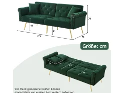 Sofá contemporâneo 2 lugares - Veludo - Encosto ajustável em 3 níveis - Verde