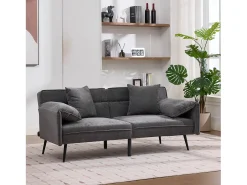 Sofá conversível de 2 lugares - 167,5 x 73 x 70 cm - Encosto reclinável em 3 posições (100°–180°) - Tecido - cinza